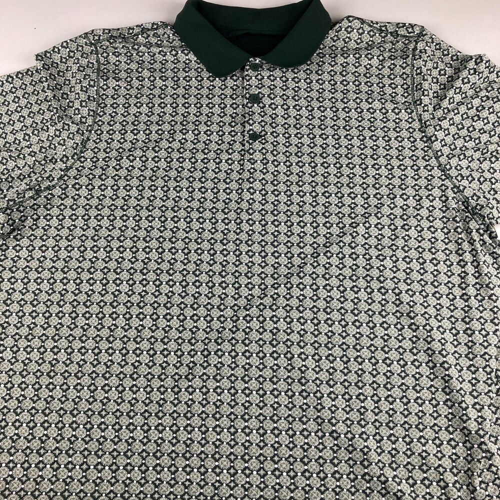 Abercrombie Fitch Mens Polo XXL Black Print Performance Golf Shirt